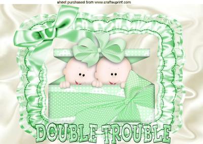 Twins! Double the Trouble in Green Frill Frame A4