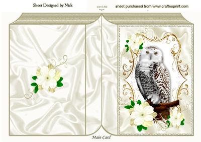 Beautiful Owl on a Branch with Flowers Folded Book