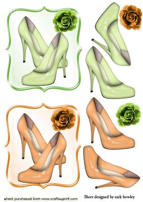 Pretty Green/peach Shoes with Flower Toppers
