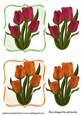 Orange/red Tulips in Frames Toppers