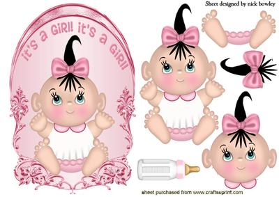 Cute Baby Girl with Her Bottle in Arch Frame