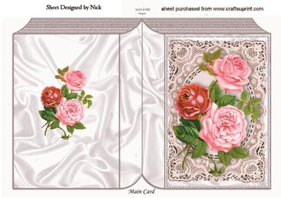 Pink Roses on Vintage Lace Folded Book
