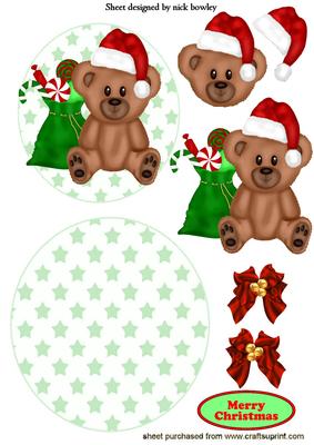 Little Teddy in Santa Hat Rocker Card