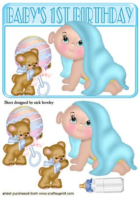 Baby Boy Under His Blanket with Teddy 1st Birthday