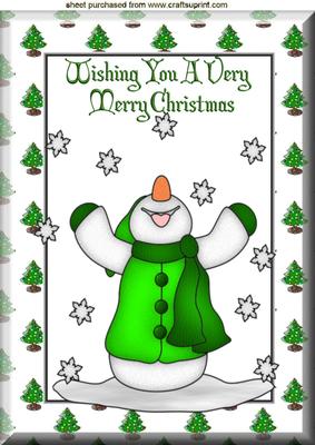 Merry Christmas! Jolly Snowman in Tree Frame A4