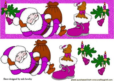 Funky Santa Having a Nap with Mouse in Pink Boot Dl