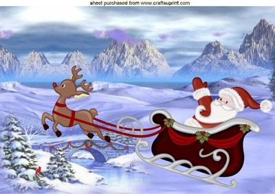 Up! Up! and Away, Ruddy with Santa in His Sleigh A4