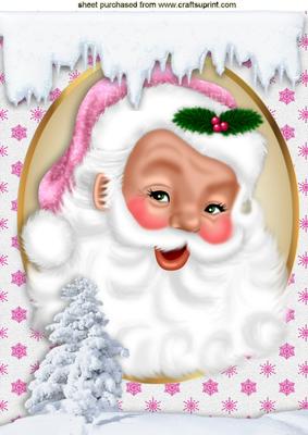 Lovely Santa with Snow and Christmas Tree A4