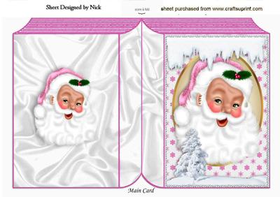 Lovely Santa in Pink with Snow Folded Book