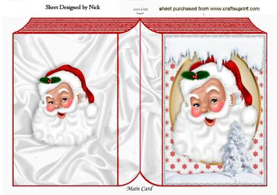 Santa in Red with Snow Folded Book