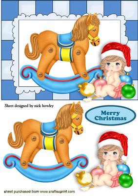 Little Baby Girl with Her Rocking Horse