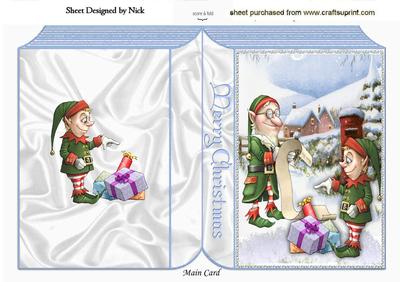 Santas Elves with Christmas List Folded Book