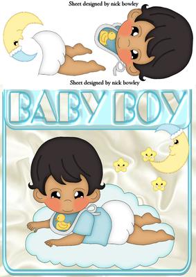Baby Boy on a Cloud with the Moon 8x8