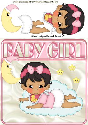 Baby Girl on a Cloud with Moon 8x8