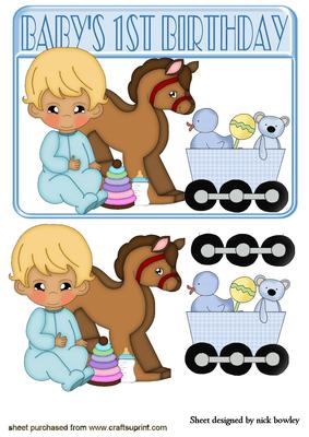 Baby Boys 1st Birthday with Rocking Horse and Train