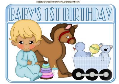 Baby Boys 1st Birthday with Rocking Horse and Train A4