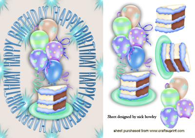 Birthday Cake, with Balloons