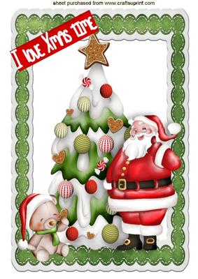 I Love Christmas Time! Jolly Santa with Tree A4