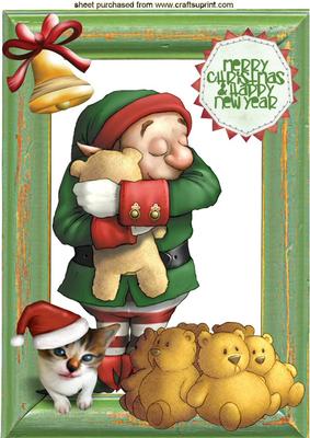 I Want to Keep This One! Little Elf Hugging Teddy A4