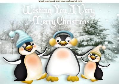 Dancing Penguins in the Snow A4