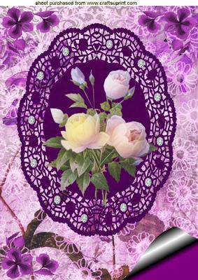 Beautiful Roses on Pretty Lace A4 Topper