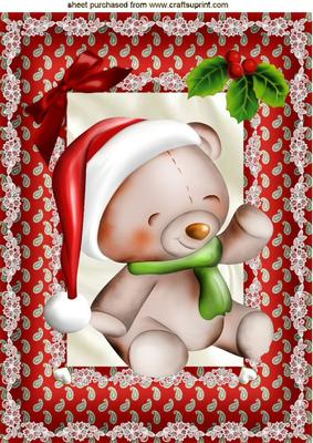Big Cuddles Bear in Santa Hat A4
