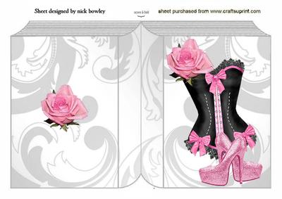 Pretty Pink/black Basque with Pink Rose Folded Book