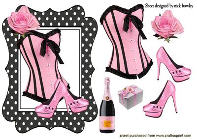 Pink/black Basque with Rose and Champagne