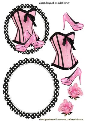 Pink/black Basque with Rose Rocker Card