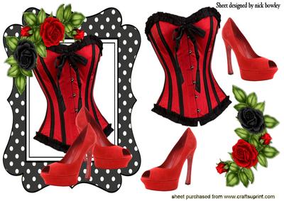 Red/black Roses with Basque and Red Shoes