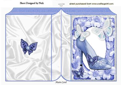 Denim Blue with Pretty Shoe! in Flower Frame Folded Book
