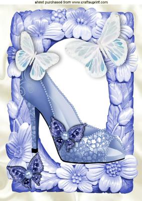 Denim Blue! with Pretty Shoe in Flower Frame A4