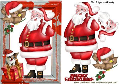 Lovely Santa in Workshop with Cute Little Robin