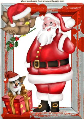 Lovely Santa in Workshop with Cute Robin A4
