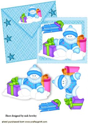 Snowman with Presents on Card & Envelope