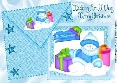 Snowman with Presents on Card & Envelope A4