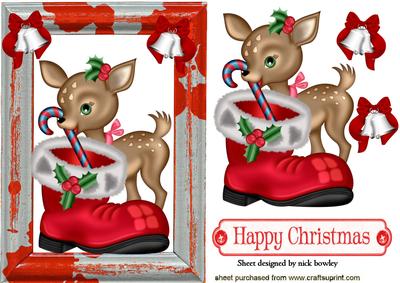 Reindeer with Santa Boot & Candycane