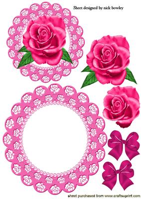 Pretty Pink Rose in Scalloped Lace Rocker Card