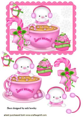 Snowman with Cupcake and Candy Cane