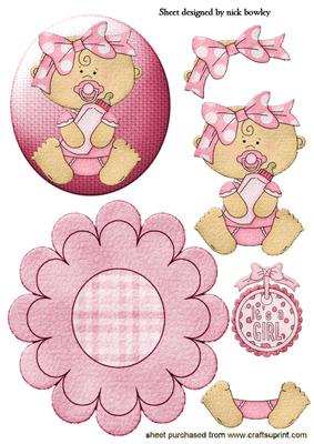Baby Pink in Felt on Button Rocker Card