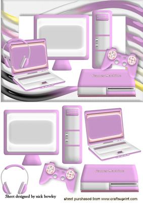 I Love My Pink Gadgets! Computer and Laptop in Funky Frame
