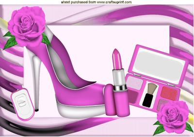 Pink Shoe with Roses and Makeup A4
