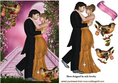 Lovers with Little Birds and Pink Staircase