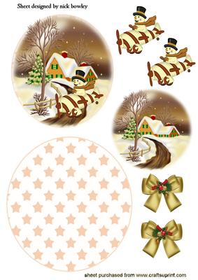 Snowman in Plane in Snow Scene Rocker Card