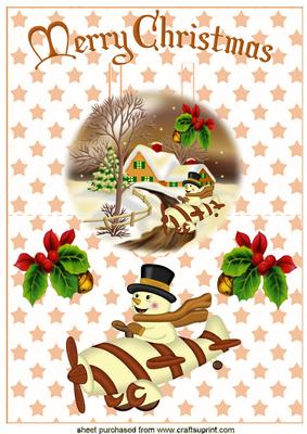 Snowman in Plane in Christmas Scene Pop Up