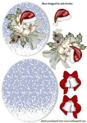 Robin in Santa Hat with Christmas Bells Rocker Card