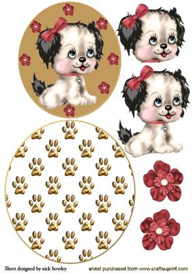 Cute Little Puppy in Bows Rocker Card