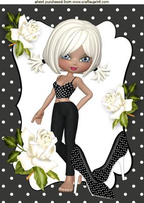 Trendy Girl with Polkadot Shoes and White Roses A4