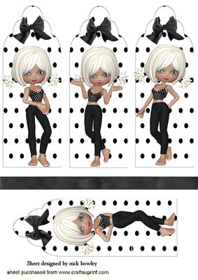 Polkadot Trendy Girls with Bows Bookmarks