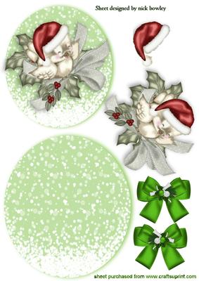 Robin in Santa Hat with Holly Rocker Card